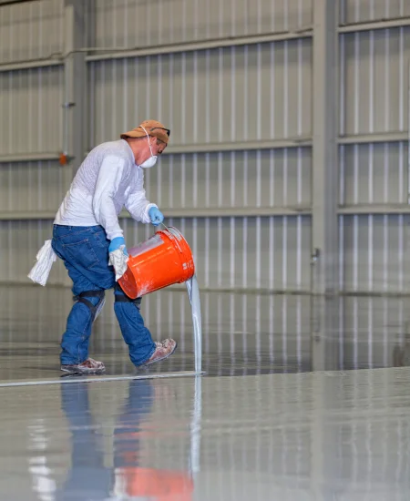 Our epoxy flooring team on-site