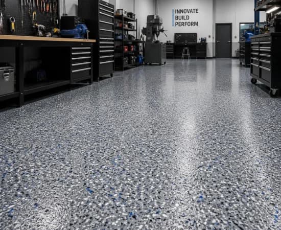 Flake Epoxy Flooring installation example in Calgary