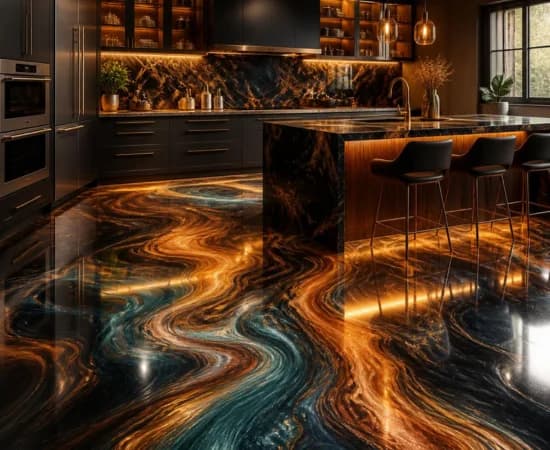 Metallic Epoxy Flooring installation example in Calgary